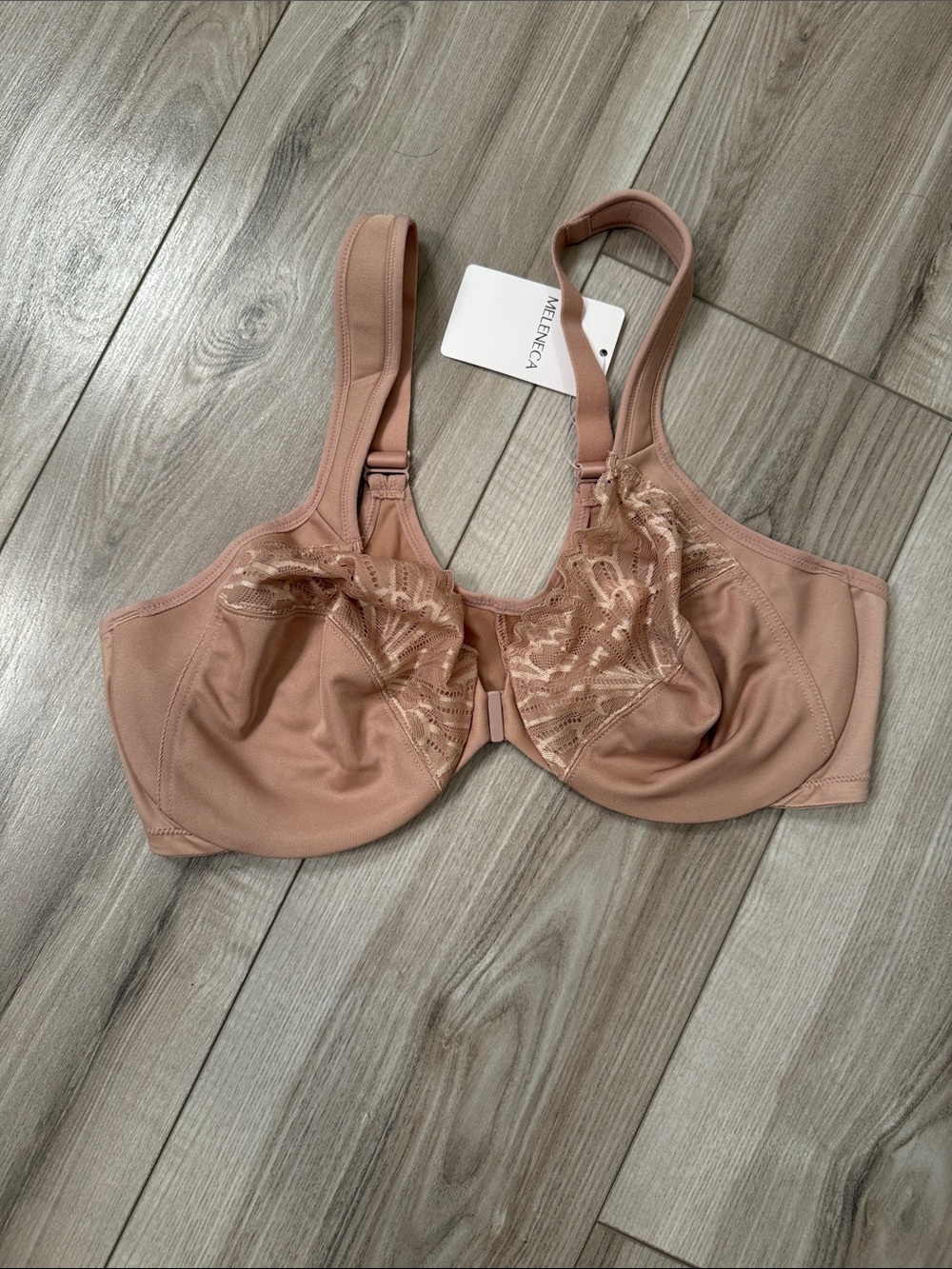 Meleneca Underwire Lace-Accent Bra in Nude - 38D